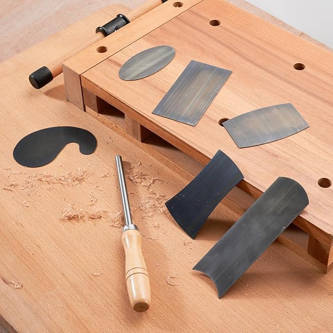 HERMIT TOOLS New Cabinet Scraper Cards and Cabinet Scraper Burnisher with 6 Piece Multi-Shaped Scraper Set 1 Oval 2 Double Convex/concave 1 Rectangle 1 Curved and 1 Gooseneck Scraper (HTCSCS07) - Image 2